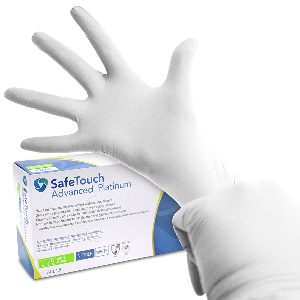 SafeTouch Advanced Platinium Nitril Handschuhe puderfrei weiß Gr. S, 100 Stück