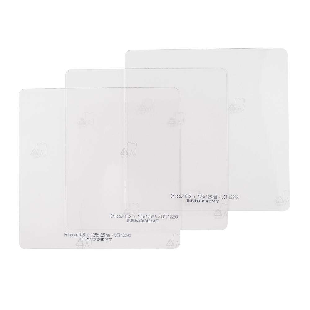 Erkodur Tiefziehfolie mit Unterziehfolie 125 x 125 mm 1,50 mm klar, 50 Stück