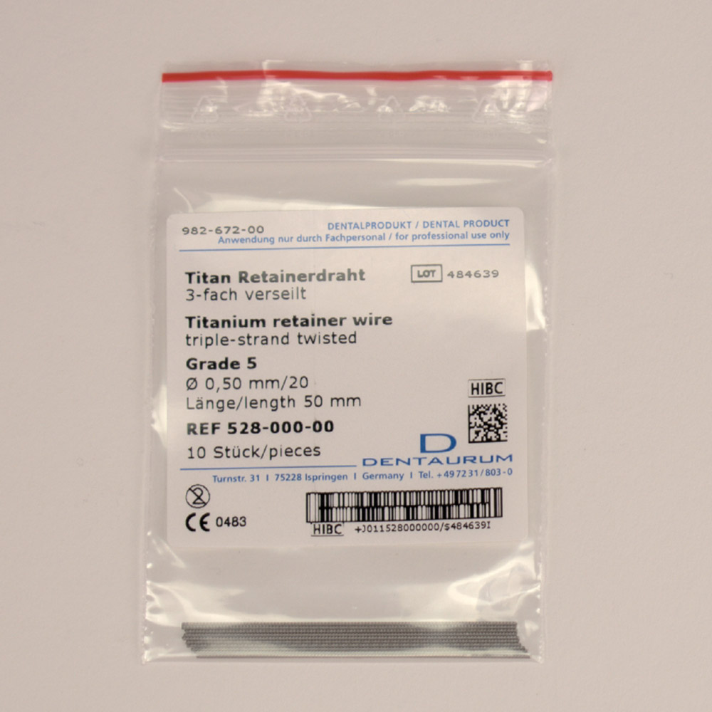 Titan-Retainerdraht 0,50 mm Grade 5, 10 Stück