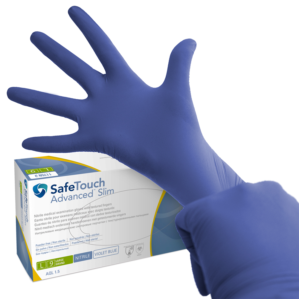 SafeTouch Advanced Slim Nitril Handschuhe puderfrei violettblau Gr. M, 100 Stück