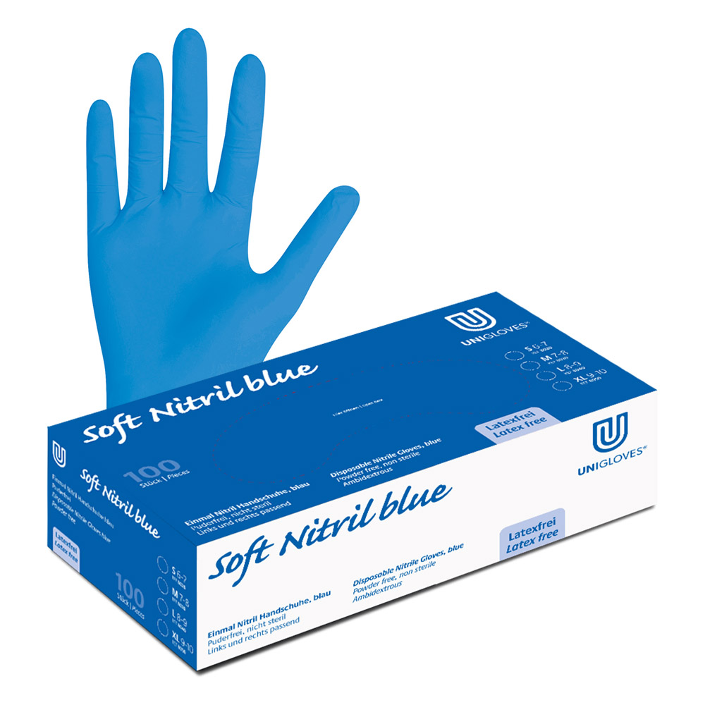Eco Blue Nitril Handschuhe puderfrei L , 100 Stück
