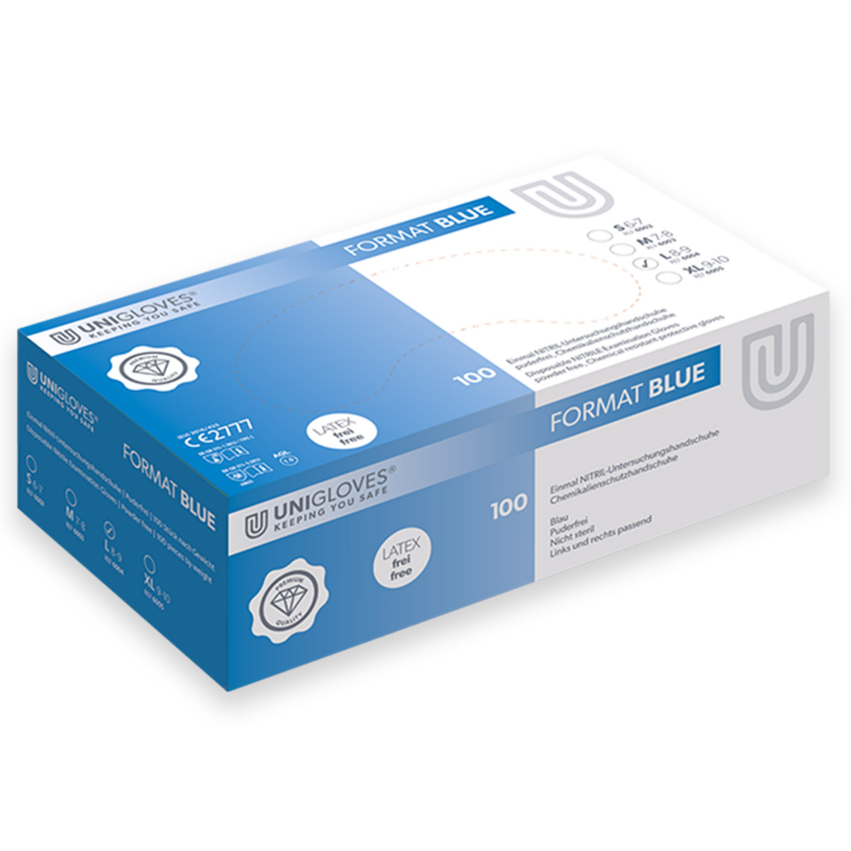 Format Nitril Blue Handschuhe puderfrei S, 100 Stück