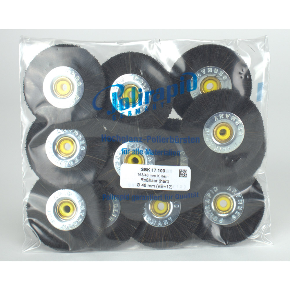 Schmalbürste Kunststoffkern Rosshaar hart 48 mm, 12 Stück