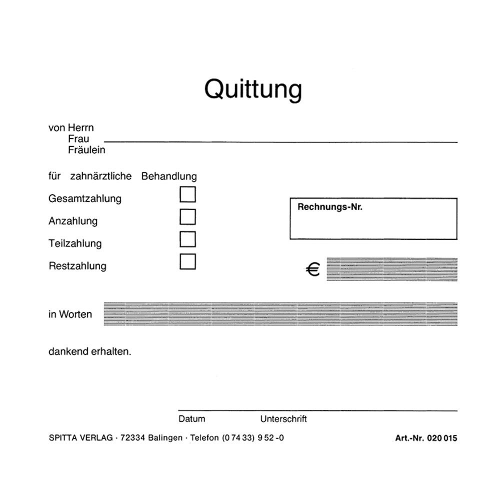 Quittungsformular A6 einfach, Block