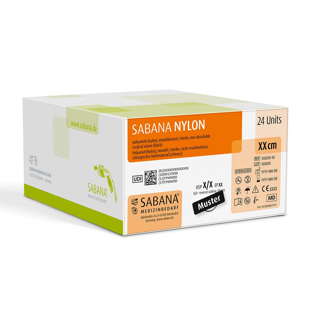 SABANA NYLON schwarz USP 4-0 75cm DS-20, 24 Stück