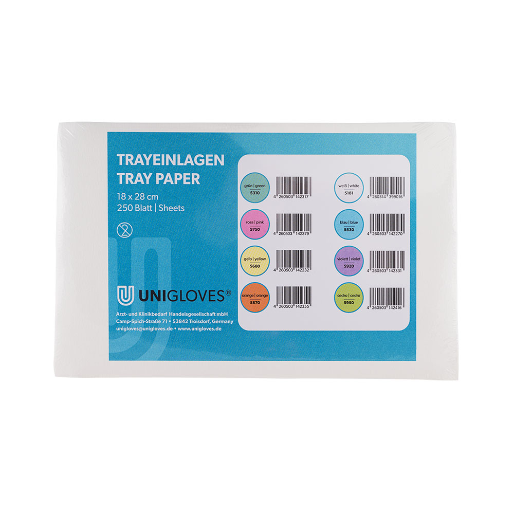 Unigloves Norm Tray-Einlagen weiß 18 x 28 cm, 250 Stück