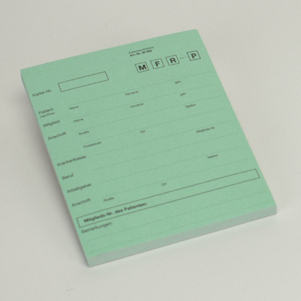 Anschriftenblatt A5 Kartei selbstklebend 142 x 115 mm blau, Block