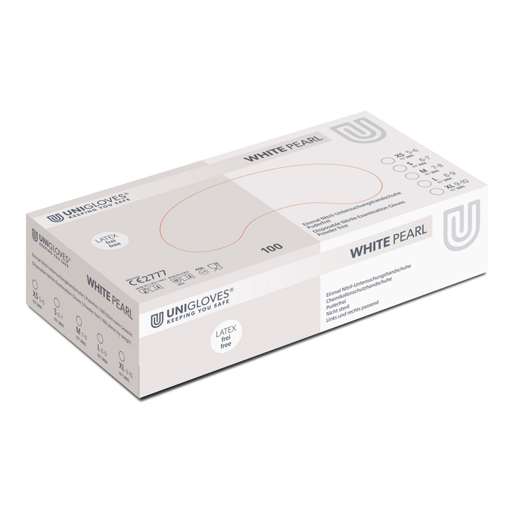 Unigloves White Pearl Nitril Handschuhe Gr. XS, 100 Stück