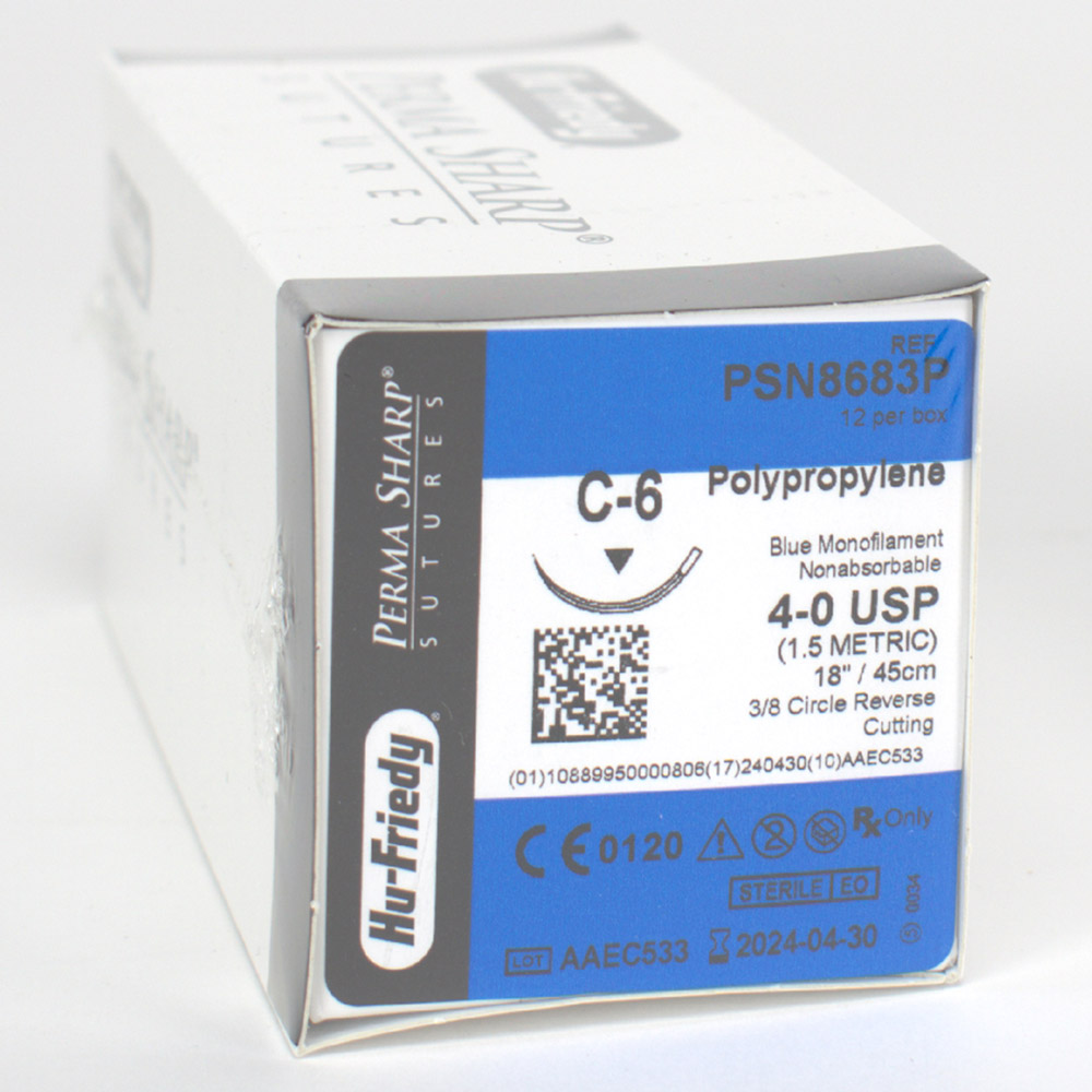 Nahtmaterial Polypropylene 4-0 PSN8683P, 12 Stück
