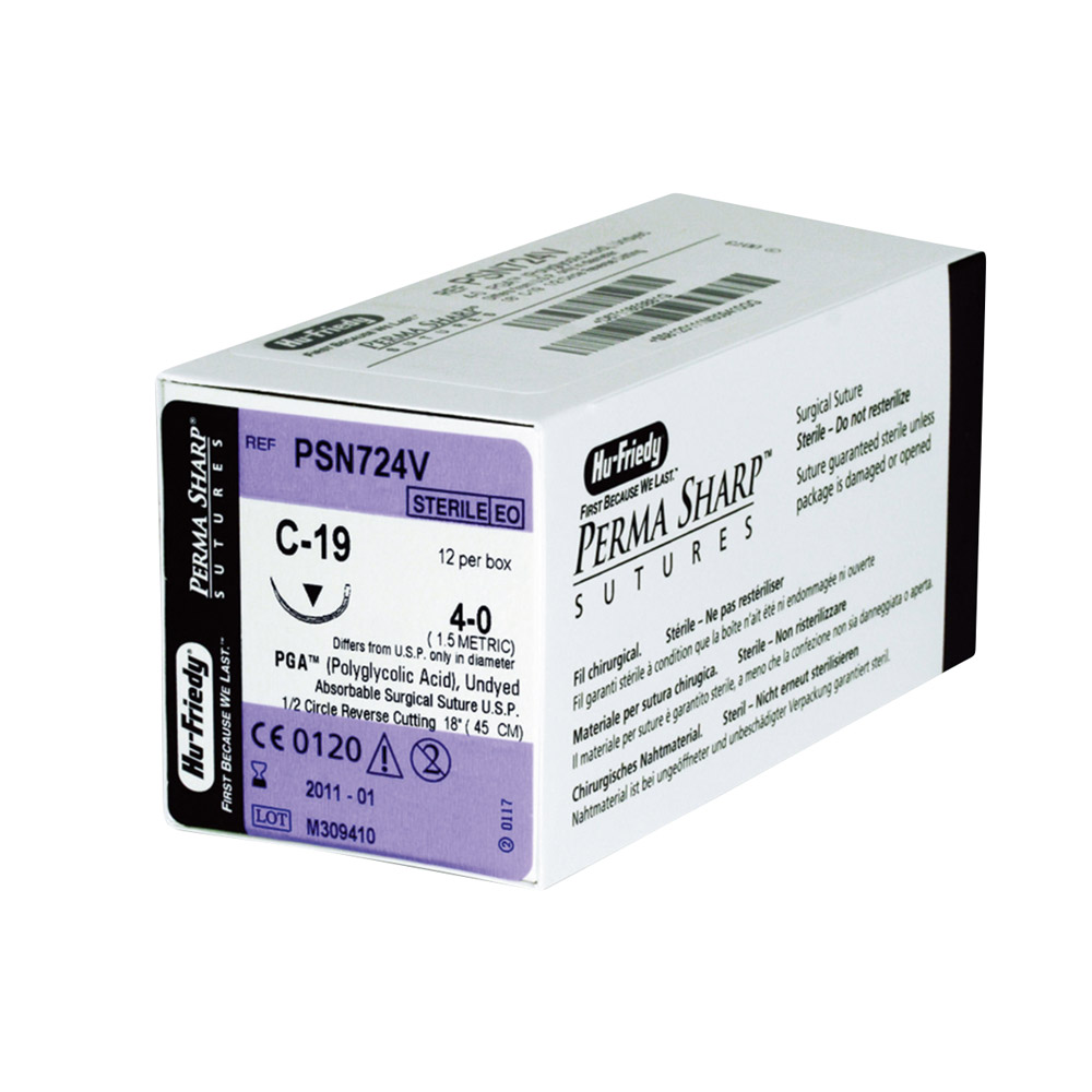 Nahtmaterial PGA 4-0 PSN724V, 12 Stück