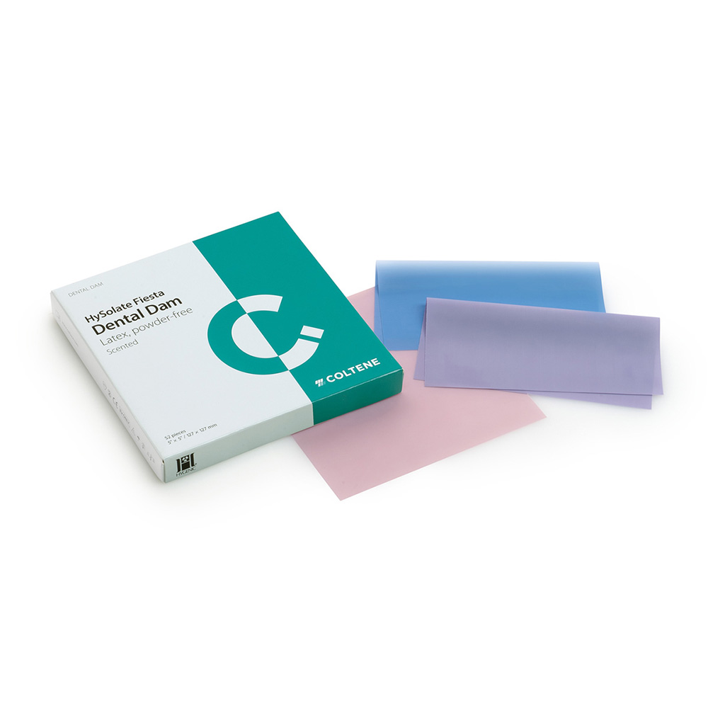 HySolate Fiesta Latex Dental Dam sortiert dünn 152 x 152 mm, 36 Stück