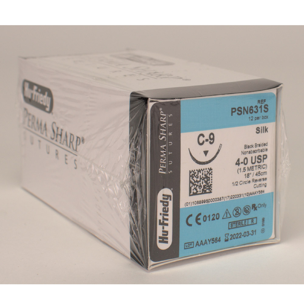 Nahtmaterial Seide 4-0/C-9, 12 Stück