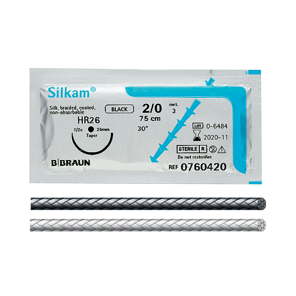 Silkam schwarz HR13 3/0 45 cm, 36 Stück