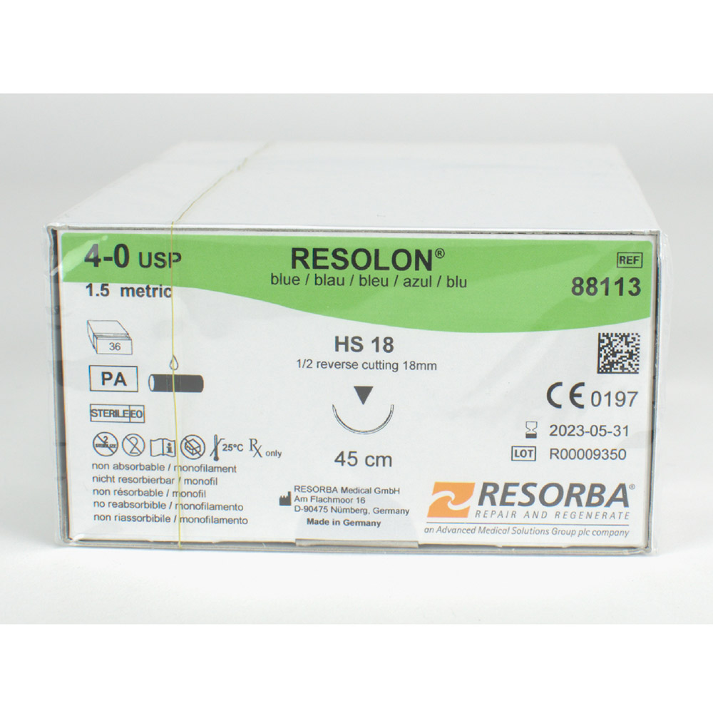 Resolon Monofil blau 4/0 HS18, 36 Stück