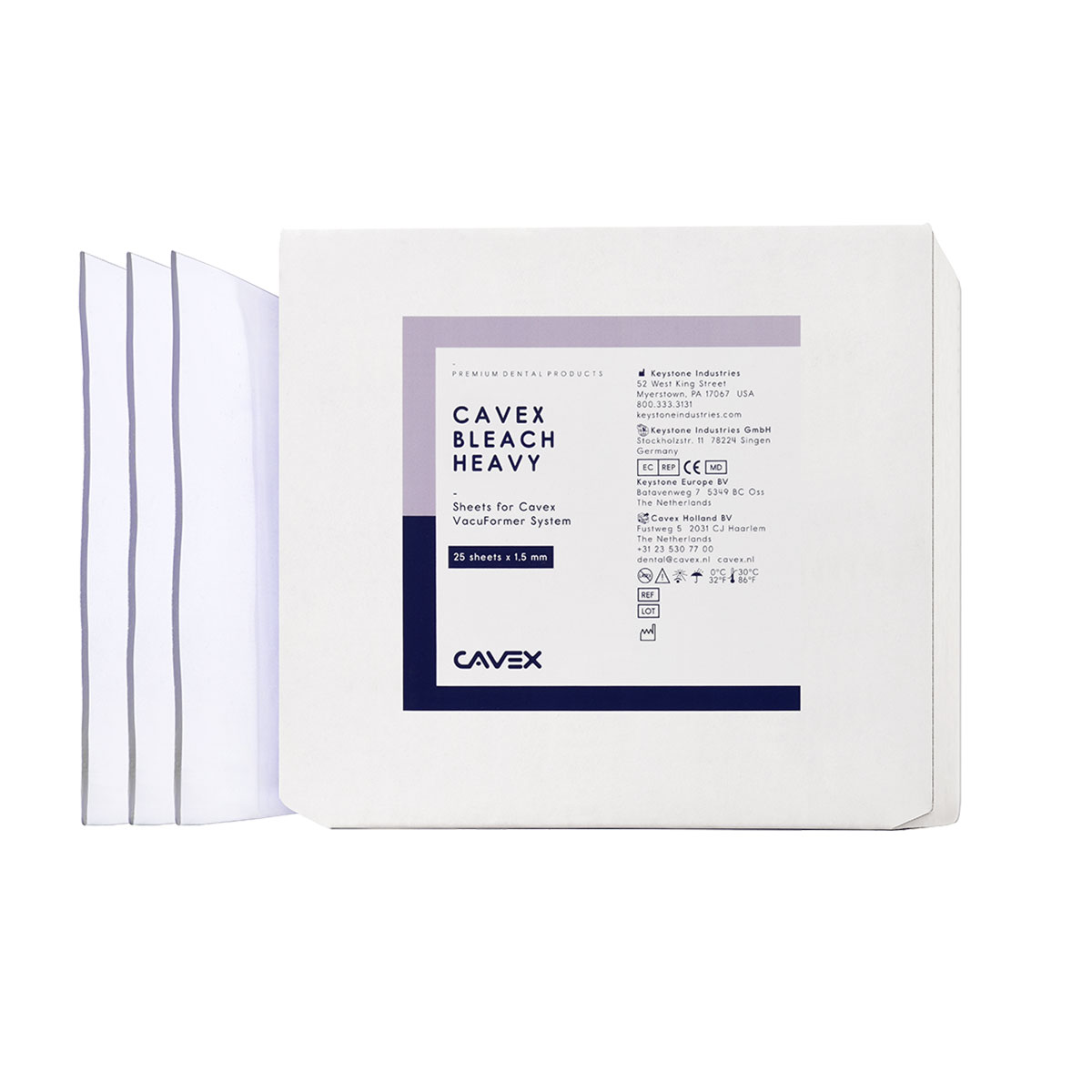 Cavex VF Tiefziehfolie bleach heavy 125 x 125 mm 1,20 mm, 25 Stück