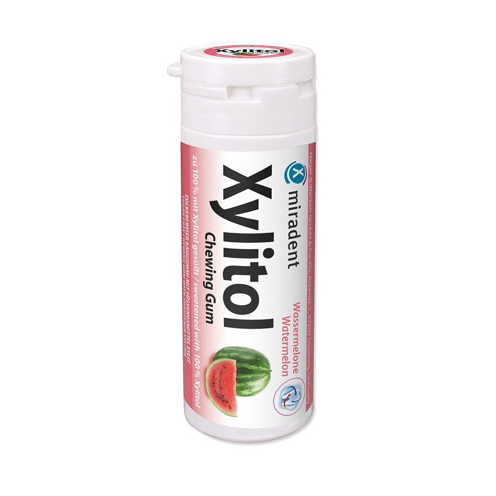 miradent Xylitol Gum Melone, 30 Stück Dose