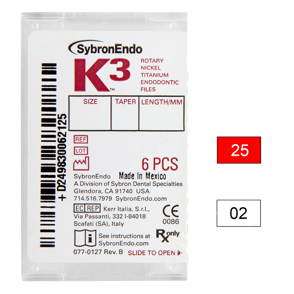 K3 NiTi-Files .02 Gr.25 30 mm, 6 Stück