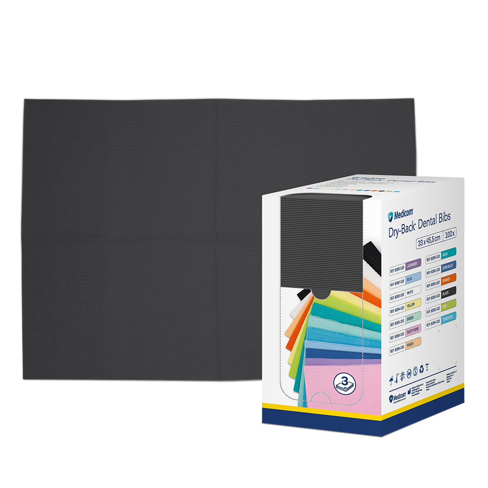 Dry-Back Patientenservietten 3-lagig 33 x 45,5 cm schwarz, 100 Stück