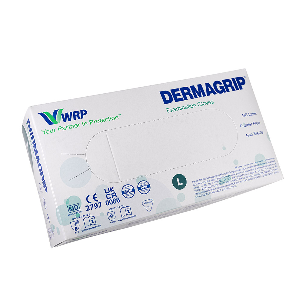 Dermagrip Latex Handschuhe puderfrei naturweiß Gr. XS, 100 Stück
