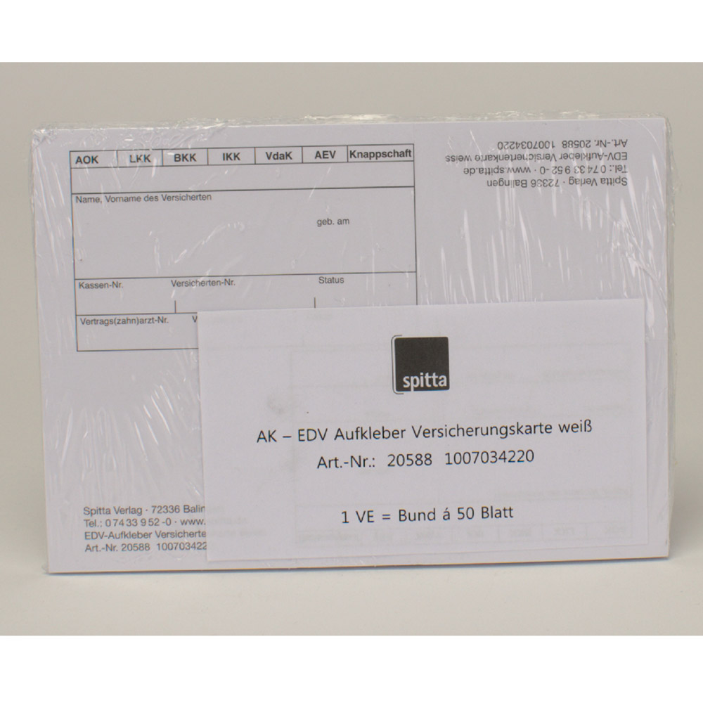 Anschriftenblatt EDV gemäß KVK selbstklebend 90 x 52 mm weiß, Packung