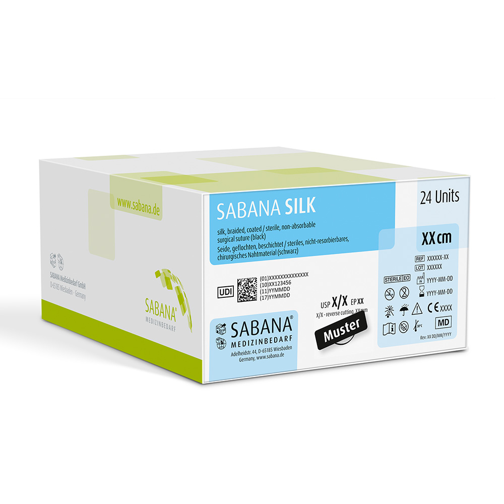 SABANA SILK schwarz USP 5-0 45cm DS-16, 24 Stück