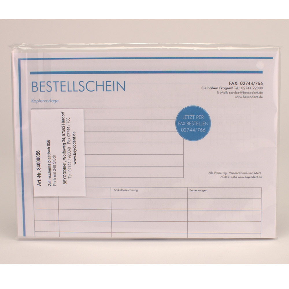 Zahnschema plastisch 84000056, 240 Stück